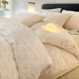 luxury 5 piece queen heart embossed fleece sherpa comforter set(queen size)
